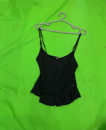 Morgan Black Cami Top with Ruffle Hem
