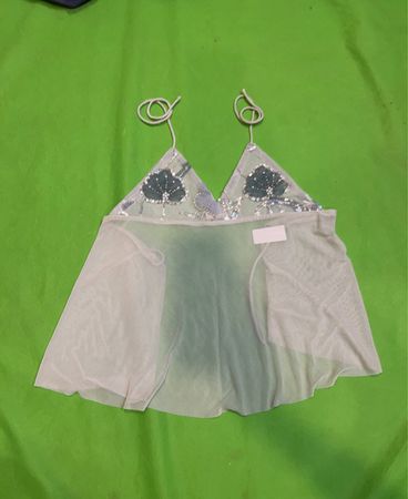 Wiederverwertetes transparenter Babydoll-Camisole mit Pailletten