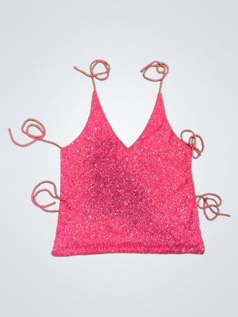 Upcycled Pink Sequin Halter Top