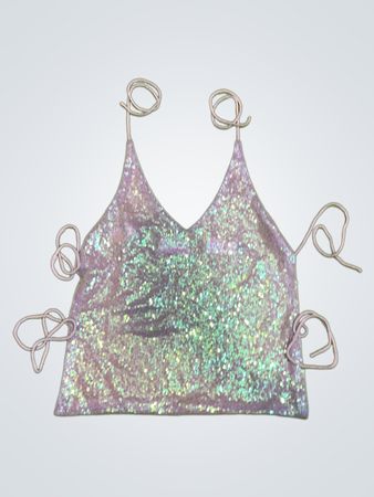 Upcycled Pailletten-Top mit Trägern