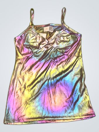 Upcycled iridisierende Spaghettiträgerbluse