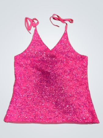 Upcycled Pink Sequin Halter Top