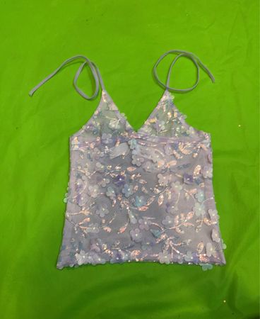 Upcycled Sheer floral embellished camisole