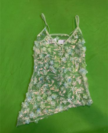 Upcycled Sheer floral embellished camisole