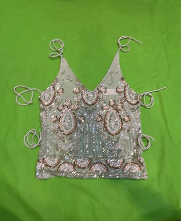 Upcycled Beaded Camisole with Tie Straps