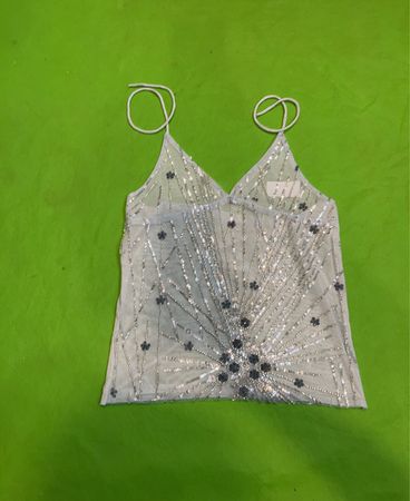 Upcycled Sheer Beaded Camisole
