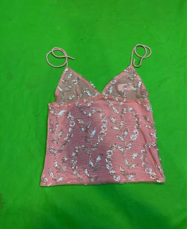 Upcycled Pink Sequin Embellished Camisole
