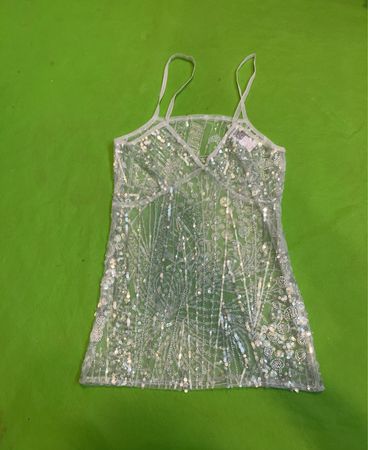 Upcycled Sheer Sequin Cami Top