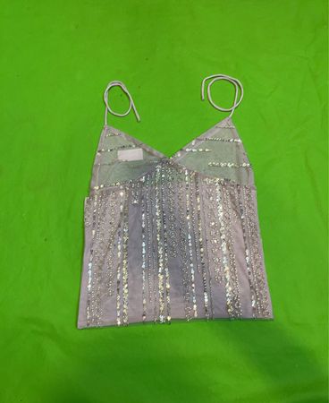 Upcycled Sheer Beaded Camisole Top