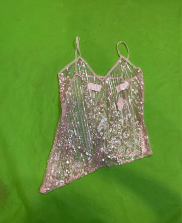 Upcycled Pink Sequin Sheer Camisole