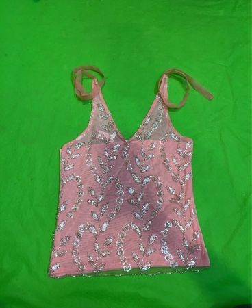 Upcycled Pink Embellished Tank Top