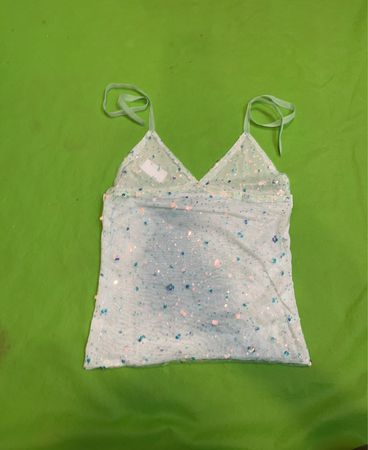Upcycled Sheer Sequin Cami Top