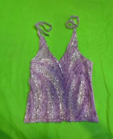 Upcycled Purple Sequin Mesh Tank Top
