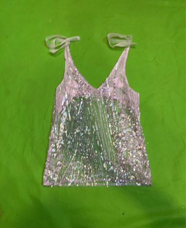 Upcycled Sequin Embellished V-Neck Cami