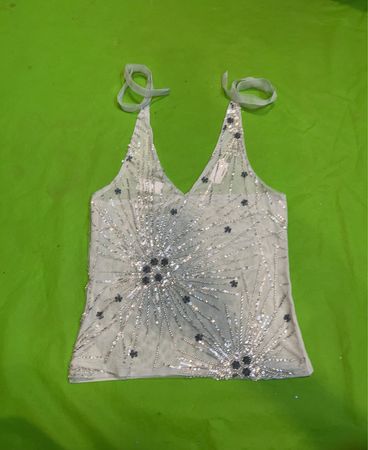 Upcycled Sheer Beaded Tank Top