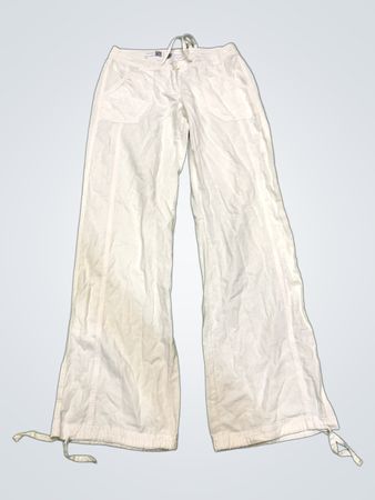 Weiße Mischgewebe-Hosen mit weitem Bein