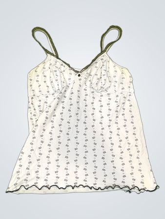 Speidel White Floral Print Cami with Ruffle Trim
