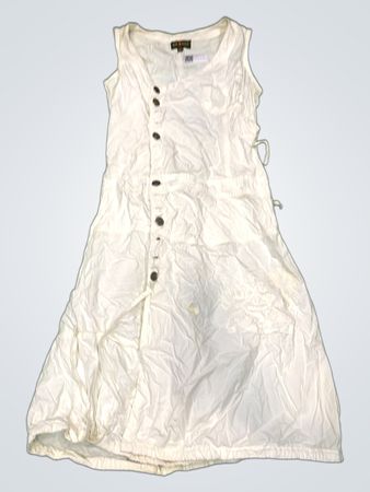 SUR KANA Weißes ärmelloses Knopfhemdkleid