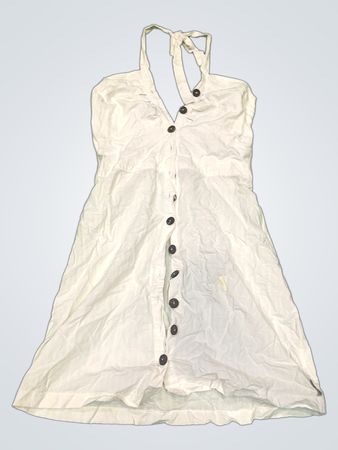 Blanc du Nil Weißes Halterneck Midi-Kleid mit Knopfleiste