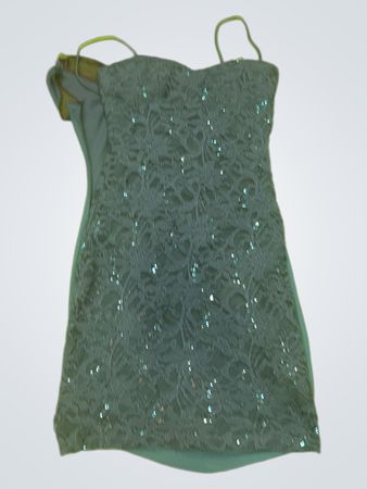 Jump Apparel von Wendy Chin Damen Grünes Spitzen Pailletten Mini Kleid Größe 3/4