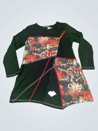 Quatre Venge Black Patchwork Graphic Print Langarmoberteil