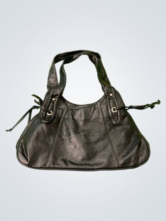 Schwarze Handtasche mit Kordelzugdetails