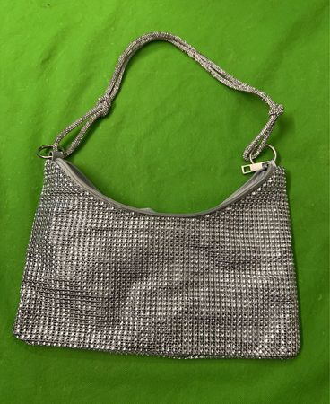 Silberne Strass Schultertasche
