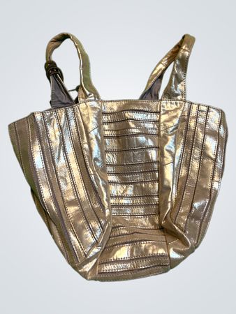 Trideep Gold Metallic Tote Bag