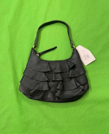 Liz Claiborne Black Ruffle Shoulder Bag