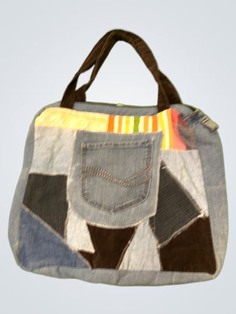 Denim Patchwork Tote Bag