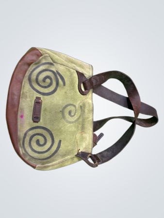 Wildleder- und Lederhandtasche mit Wirbelmuster