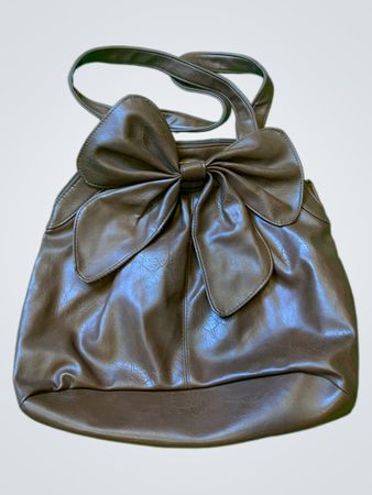 Braune Lederhandtasche mit Schleife