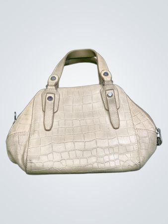 ARTHUR & ASTON Beigefarbene Krokodil-Prägung Lederhandtasche