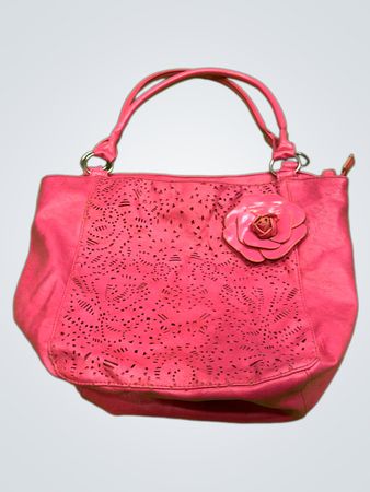 Rosa Tragetasche mit Blumenakzent