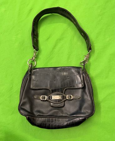 Nine & Company Schwarze Krokodilprägung Schultertasche