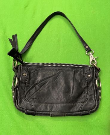 Schwarze Leder Schultertasche