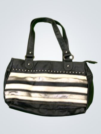 Schwarze Schultertasche mit gestreiftem Detail