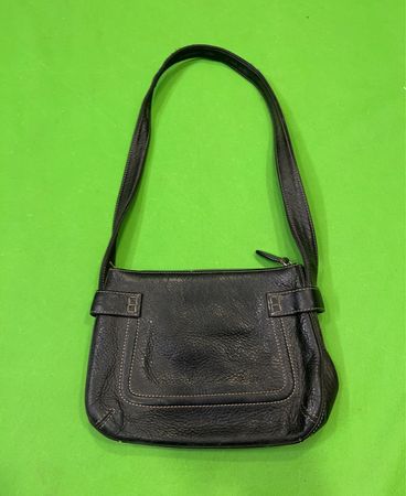 Schwarze Leder Umhängetasche