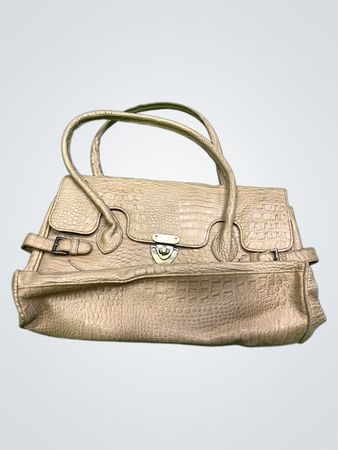 Beige Krokodil Prägung Handtasche