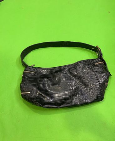 s.Oliver Black Croc Embossed Shoulder Bag