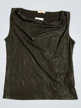Women's Black Sleeveless Sparkle Top
