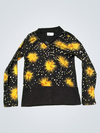 Black long sleeve sweater with sunburst print