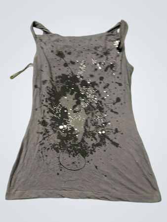 Grey Tank Top with Splatter Print
