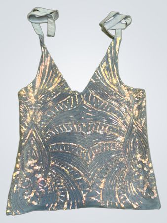 Upcycled Blau Pailletten Tanktop