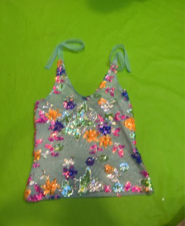 Upcycled transparente Blumen-Pailletten-Camisole