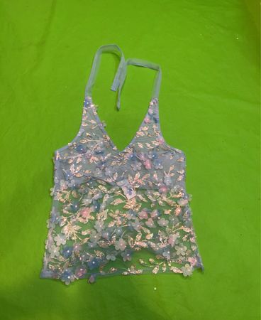 Upcycled transparente Blumen-Haltertop