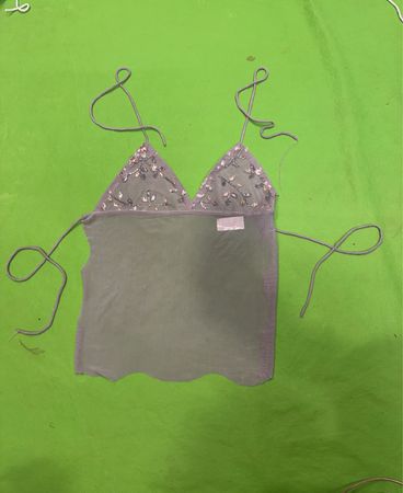 Upcycled durchsichtiger Perlen-Top