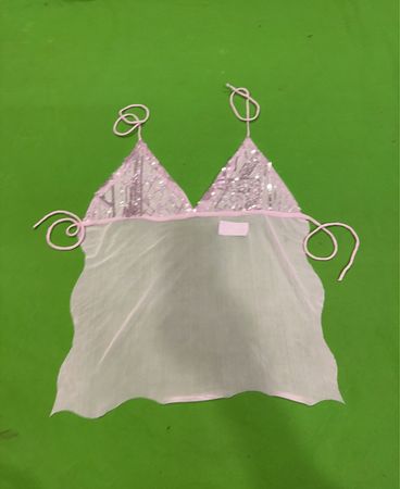 Upcycled durchsichtiger Babydoll mit paillettenbesetzten Cups