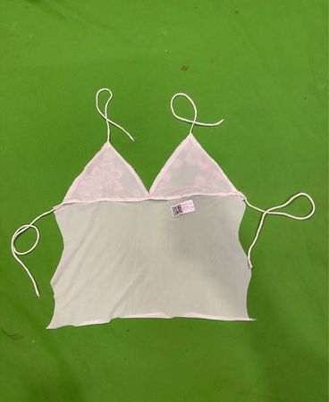 Upcycled Weißes Transparentes Cami mit Pailletten