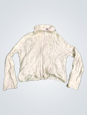 Anne Fontaine Paris White Crinkled Zip-Up Top Size 2